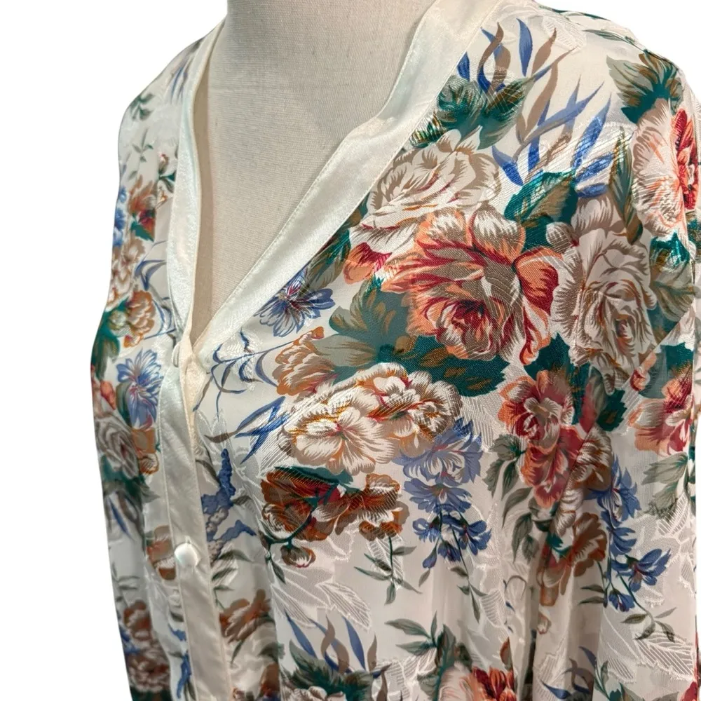 Victoria’s Secret Gold Label Floral Sheer sleep nightie button up sheer Blouse L - Image 6