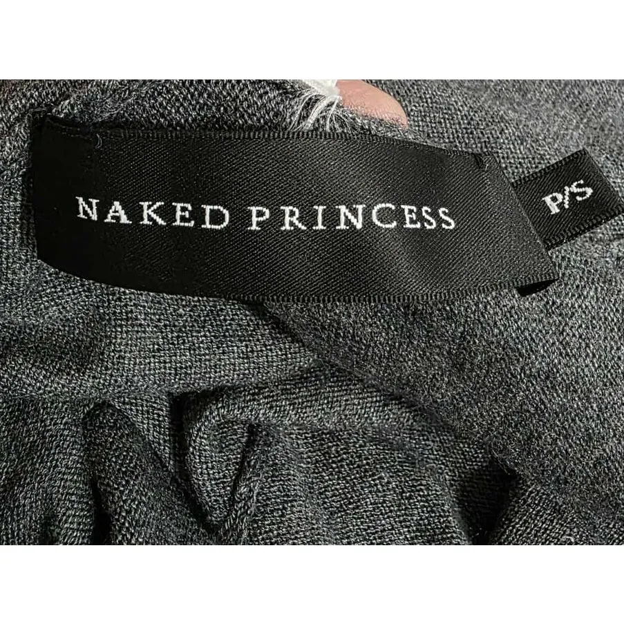 Naked Princess Wool Cashmere Blend Knit Shawl Collar Cardigan Duster Grey Small Gray - Image 3