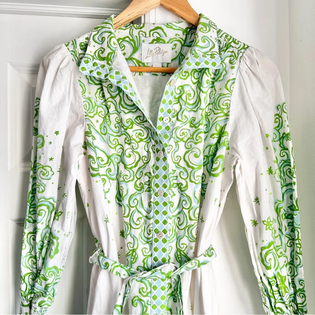 Lilly Pulitzer Drena Long Sleeve Belted Shirt Dress in Resort White Sol Mates - Image 8