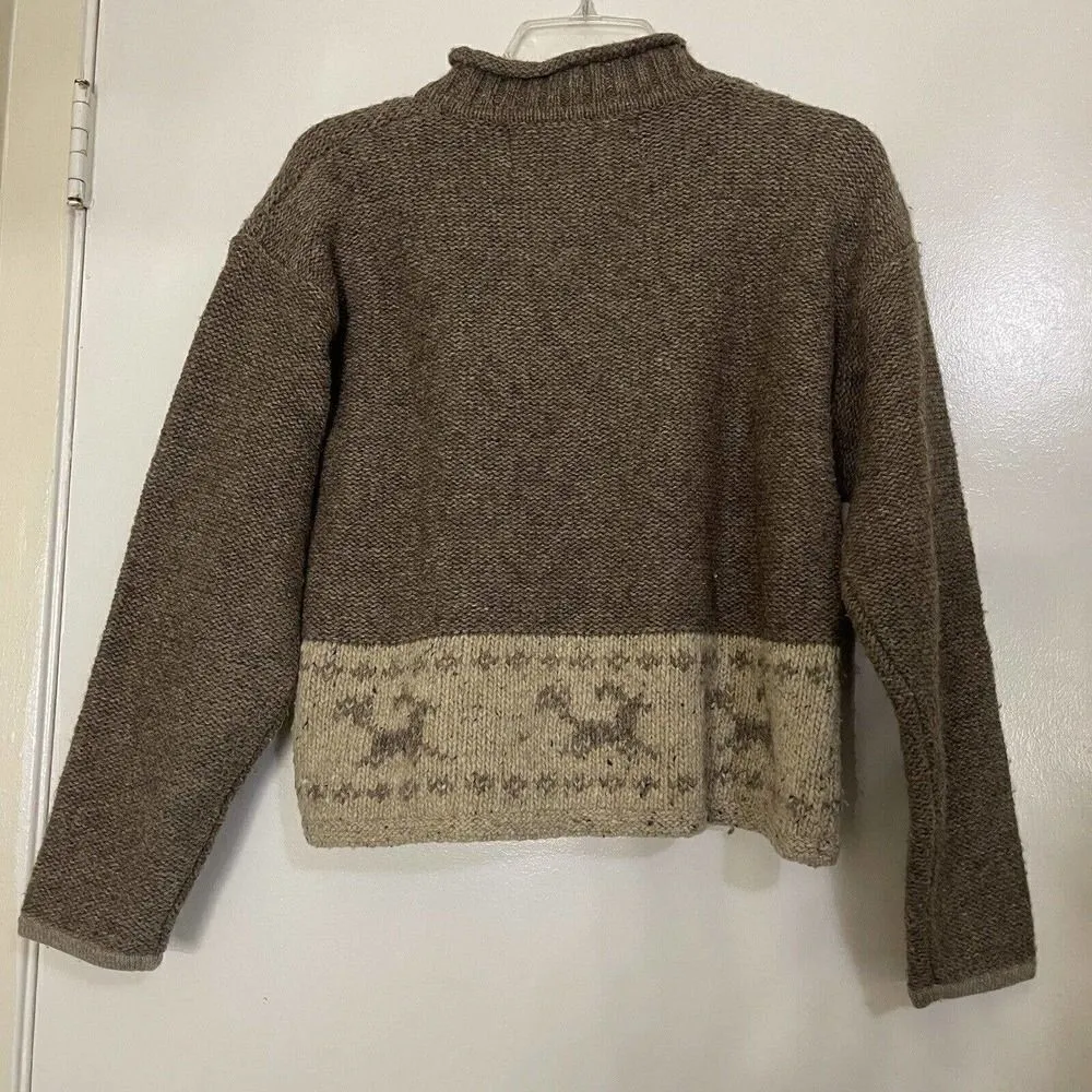 Obermeyer Vintage  Wool Knit pullover brown sweater size Medium - Image 4