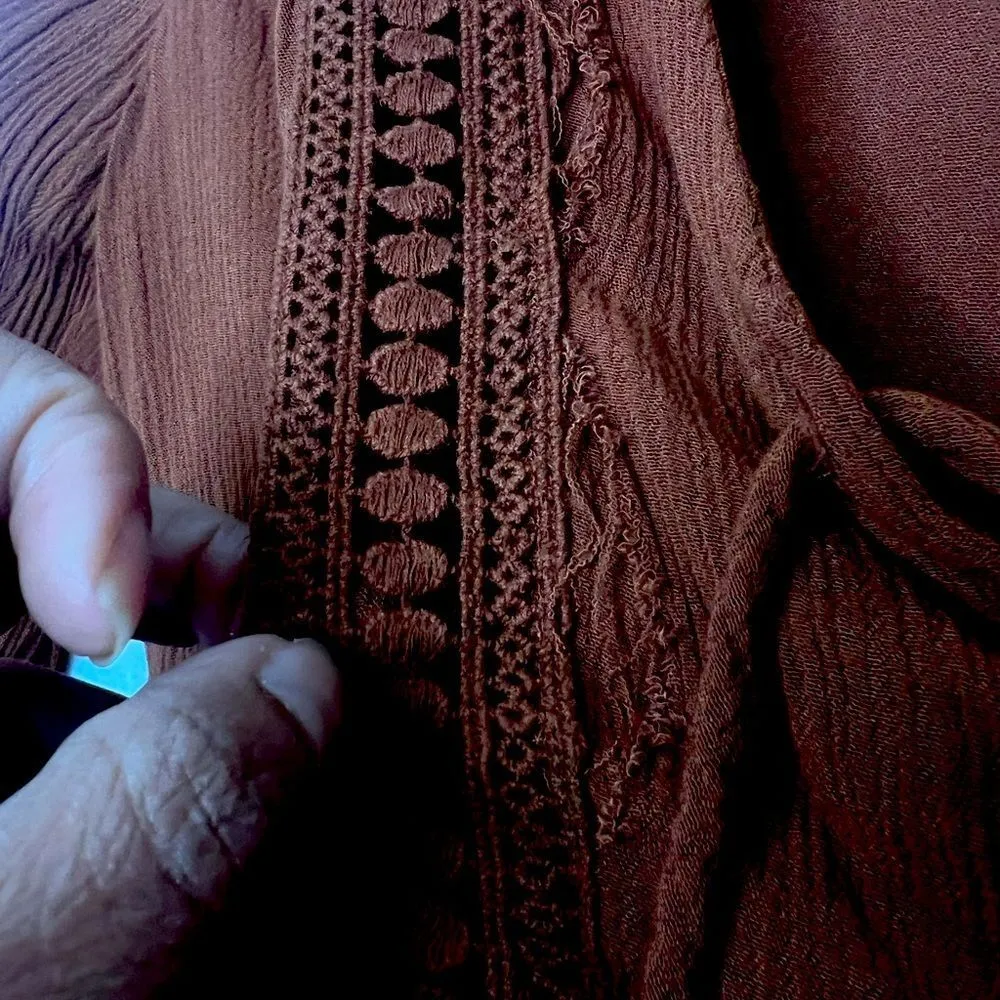 Vintage Y2K Flare Sleeve Top Women Small Whimsigoth Boho Fairy Peasant Bell 90s - Image 12