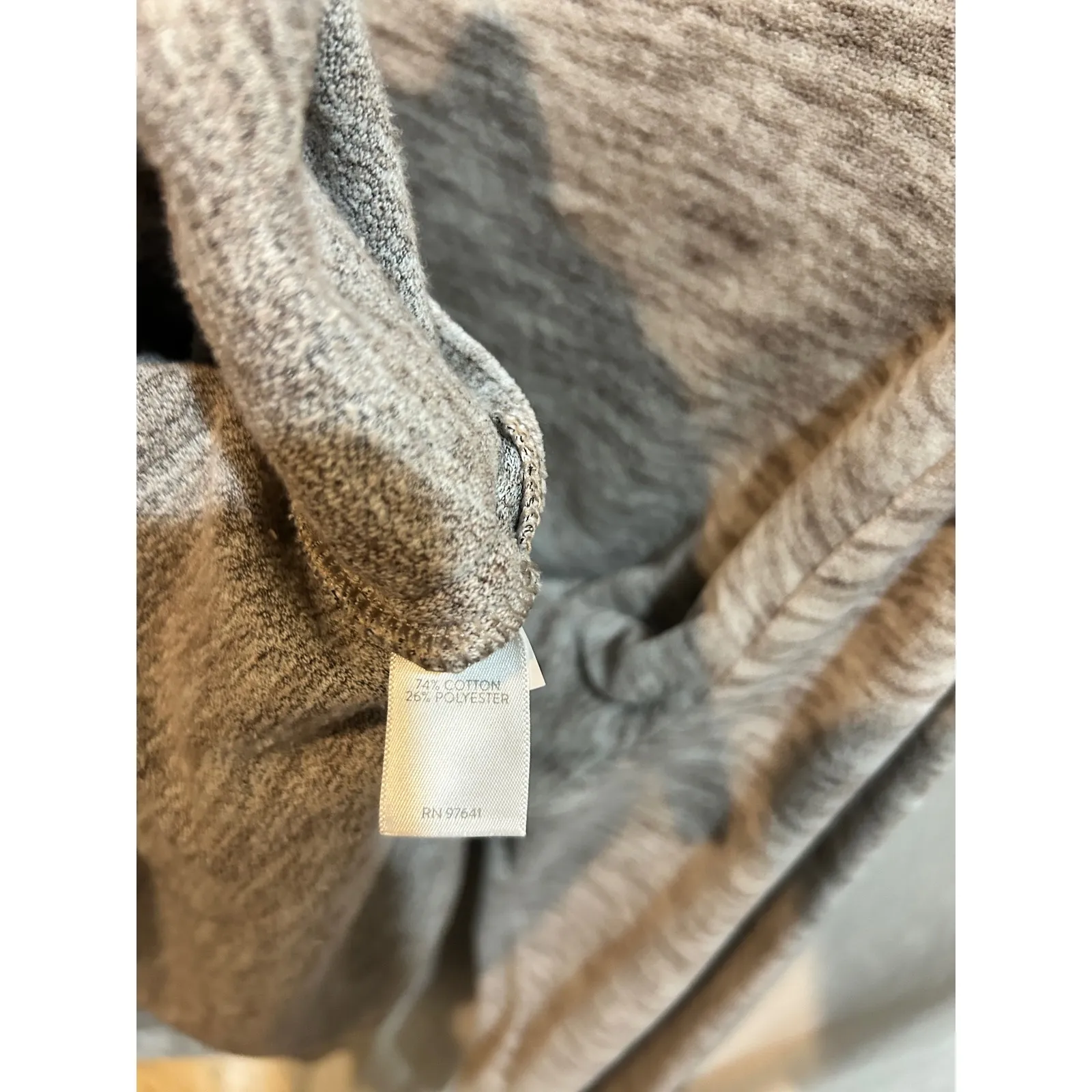 J Jill Women's Large L Long Sleeve‎ Knit Top Funnel Neck Taupe Beige Heathered Tan - Image 5