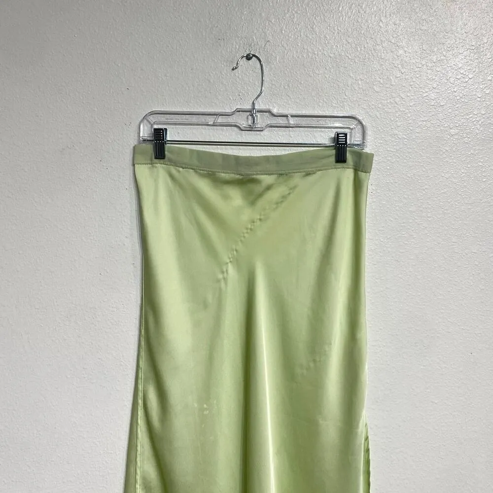 Intimately Free People Lime Green Satin Midi Skirt Sz L - Image 3