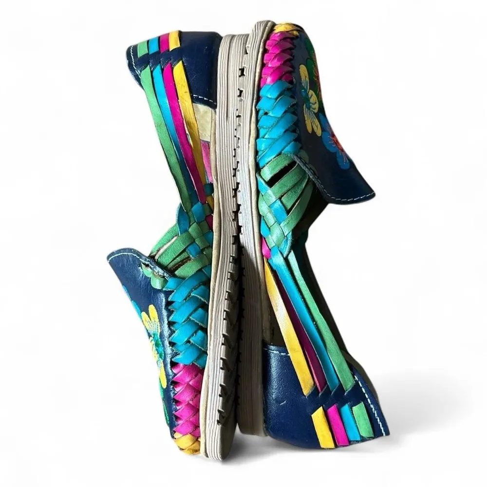 Don Chuy Artesanías Handcrafted Leather Shoes – Size 24 (US 7) – Like New Blue - Image 7