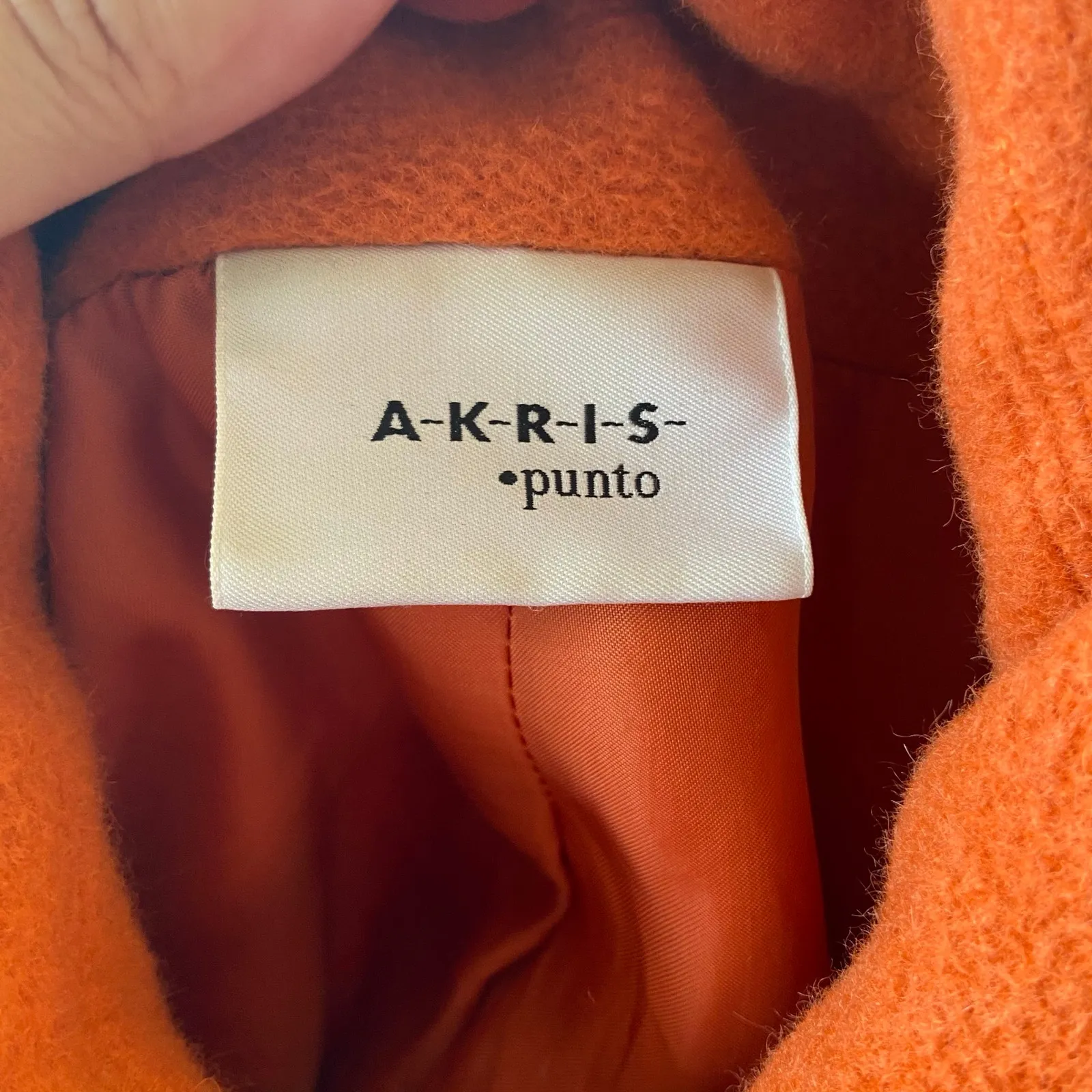 Akris Punto Womens Coat Size 10 Orange Wool Angora Peacoat Double Breasted - Image 4