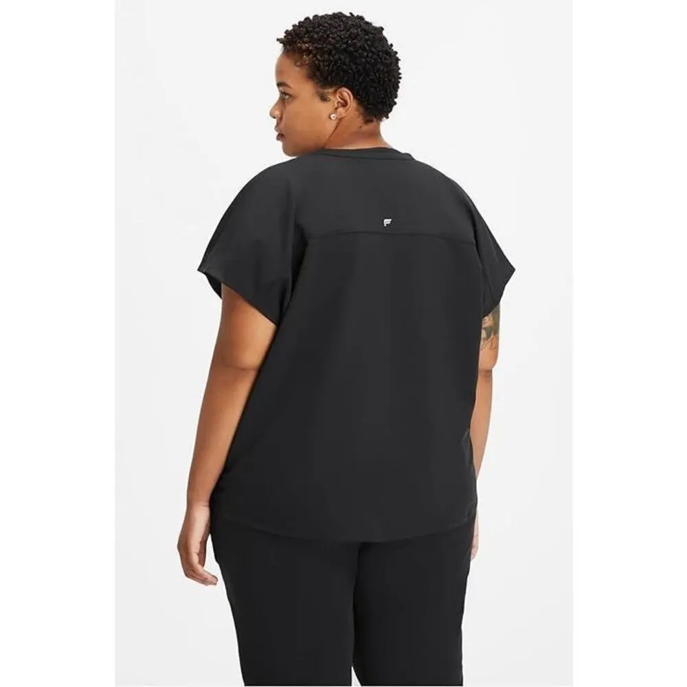 Fabletics  XL Scrub Top Evolve 3 Pocket Black Solid Oversized Wrinkle Resist 1460 - Image 3