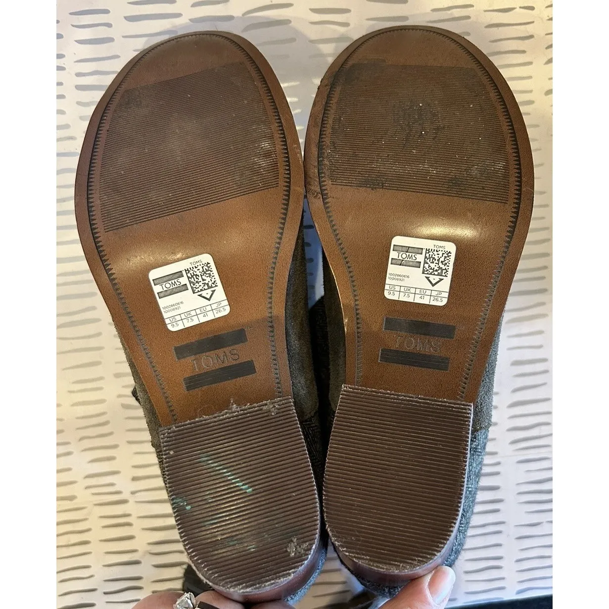 Toms Leila Olive Suede Herringbone Ankle Boots Booties Heels Zipper Women 9.5 - Image 6