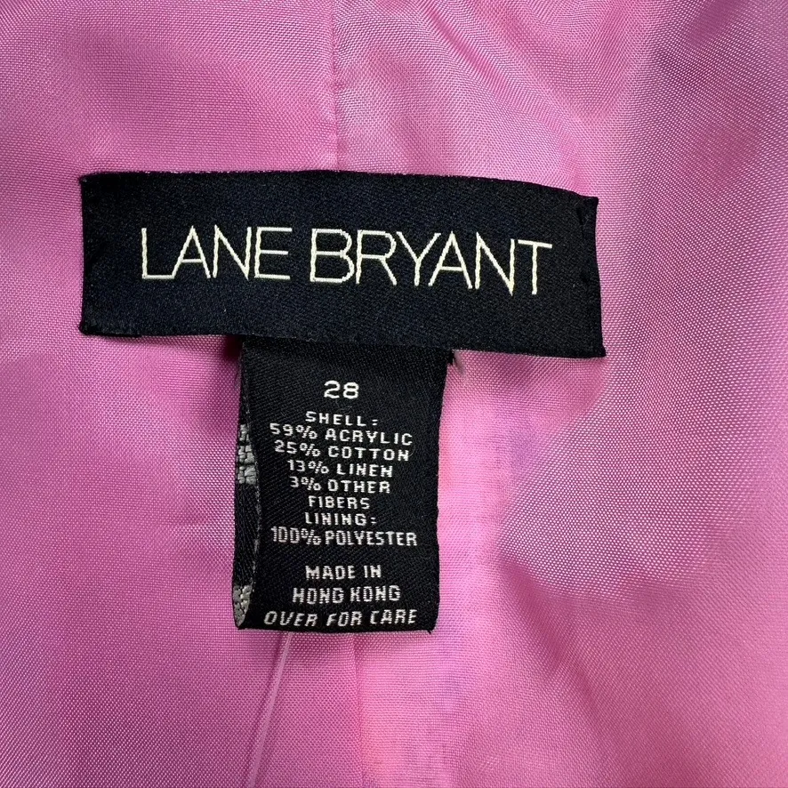 Lane‎ Bryant Women's Tweed Blazer Jacket Pink Purple Size 28 Floral Brooch New - Image 4