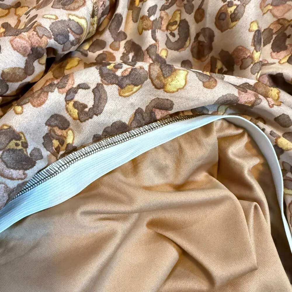 Forgotten Grace Womens XS Satin Brown Tan Cheetah Print Animal Print Midi Skirt - Image 9