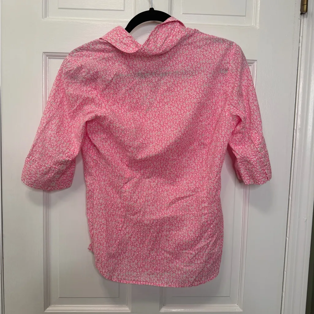 Lilly Pulitzer Pink Floral Button Down Shirt Size 10 - Image 5