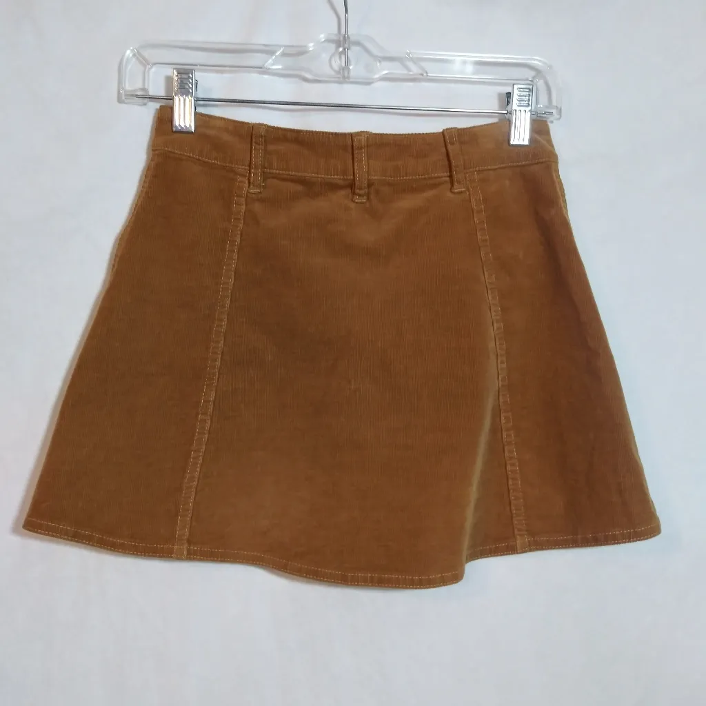 Rhythm Corduroy Mocha Brown Tan Button Down Mini Boho Skirt Size 2 Size M - Image 6