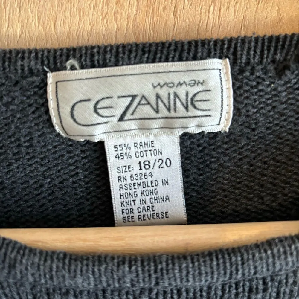 Vintage Cezanne Black & Gold Star Embellished Beaded Sweater Sz 18/20 - Image 5