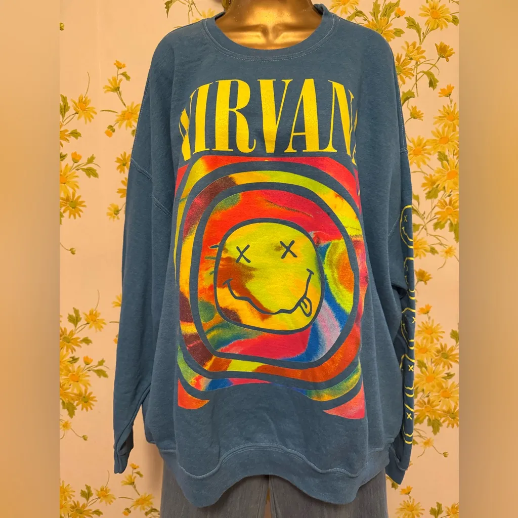 Nirvana  Smile overdyed sweatshirt very oversized size L/XL - Image 6