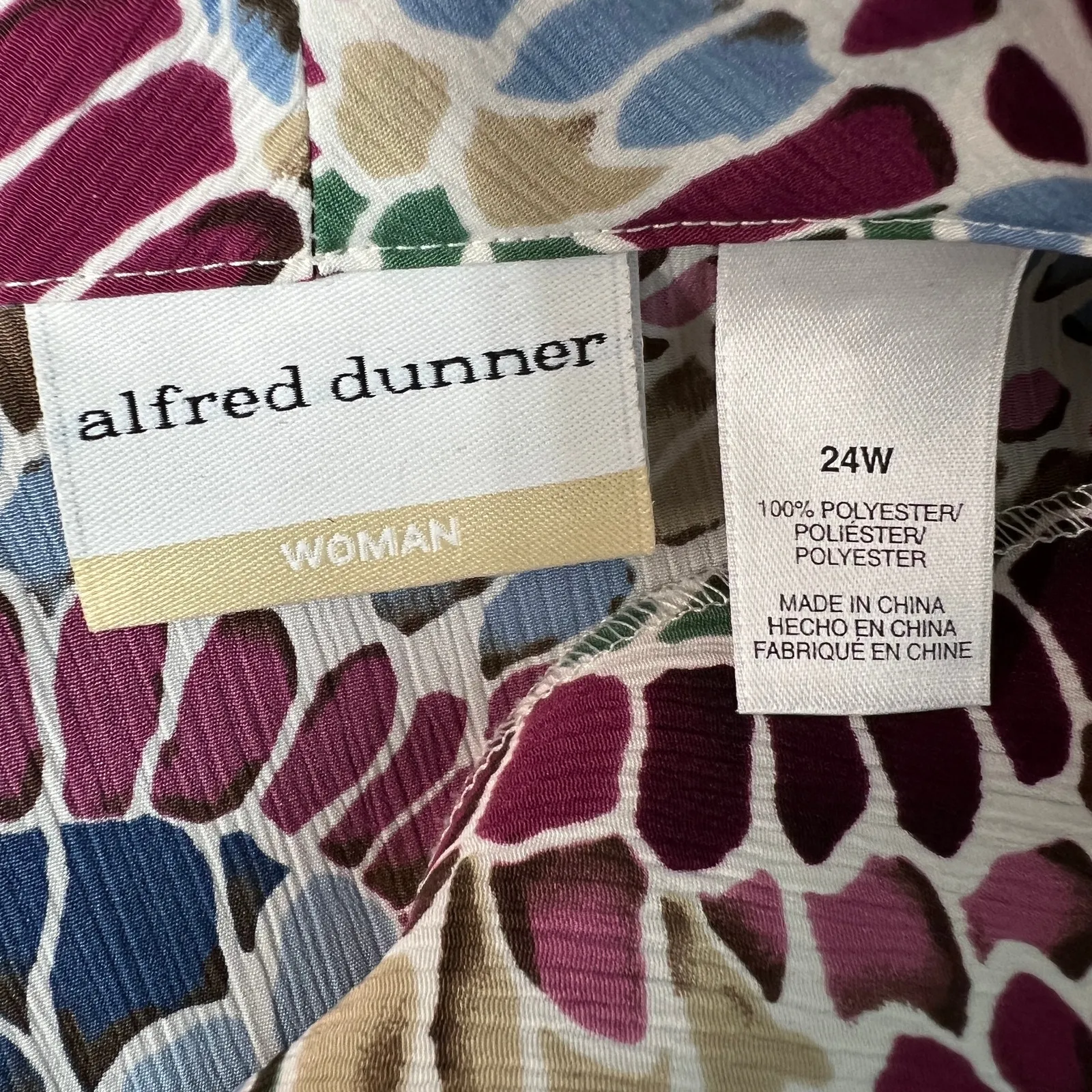 Alfred Dunner Multicolor Button Front Top Womens 24W Casual Workwear Dressy - Image 2