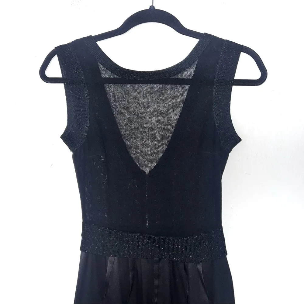 Dolce & Gabbana Black Silk Sparkly Sheer Satin Skirt Mini Dress - Image 6