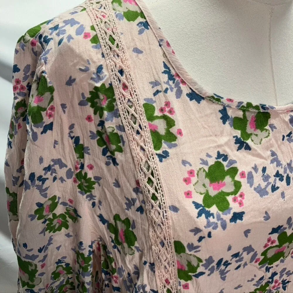 Matilda Jane Like a Lady Floral Tunic Blouse Womens XL Pink Boho Preppy Feminine - Image 5