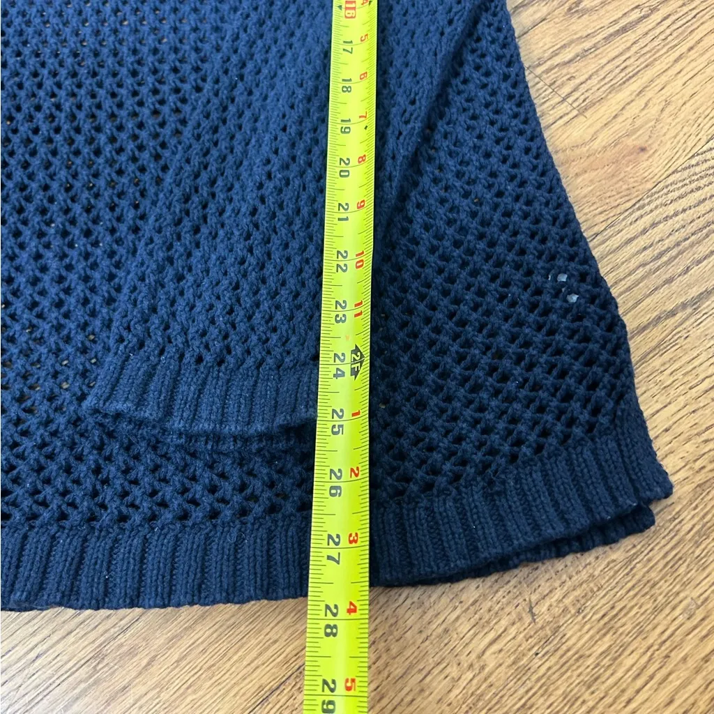 TALBOTS Open Weave V-Neck Mesh Sweater Navy Size L - Image 11