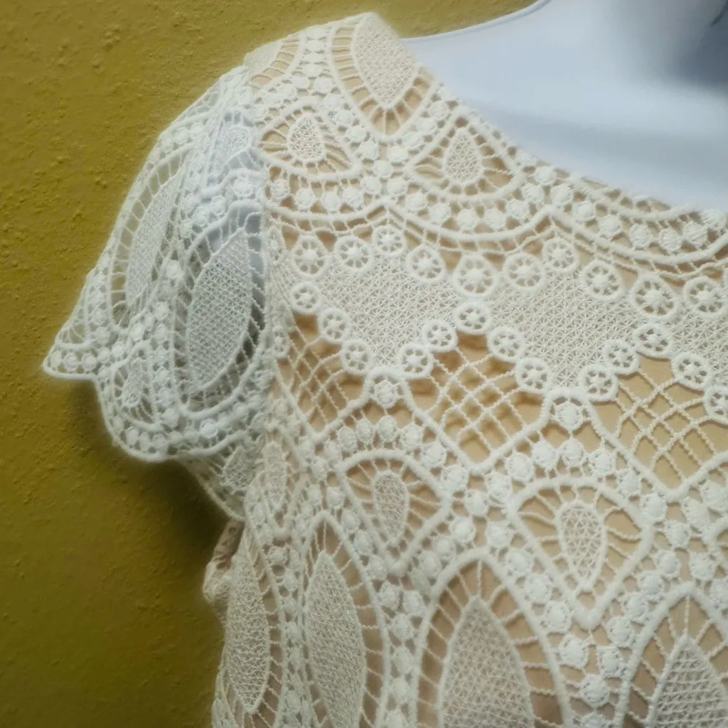 ELIZA J  SEXY CHIC CROCHET LACE SCALLOPED SHEATH    DRESS Sz 10 retail $ 148 - Image 6