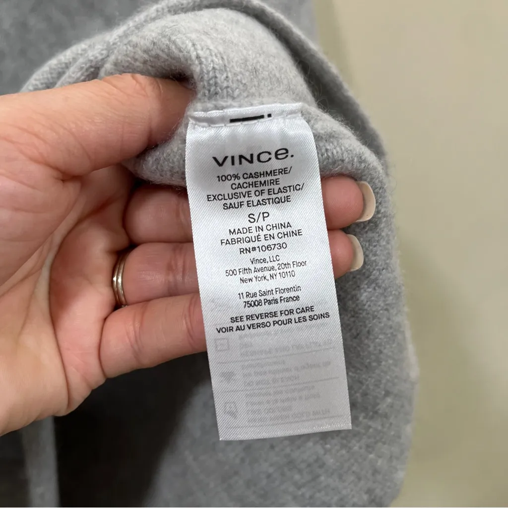 NWT VINCE Stone Grey Cashmere Boxy Turtleneck Sweater small 100% cashmere - Image 4