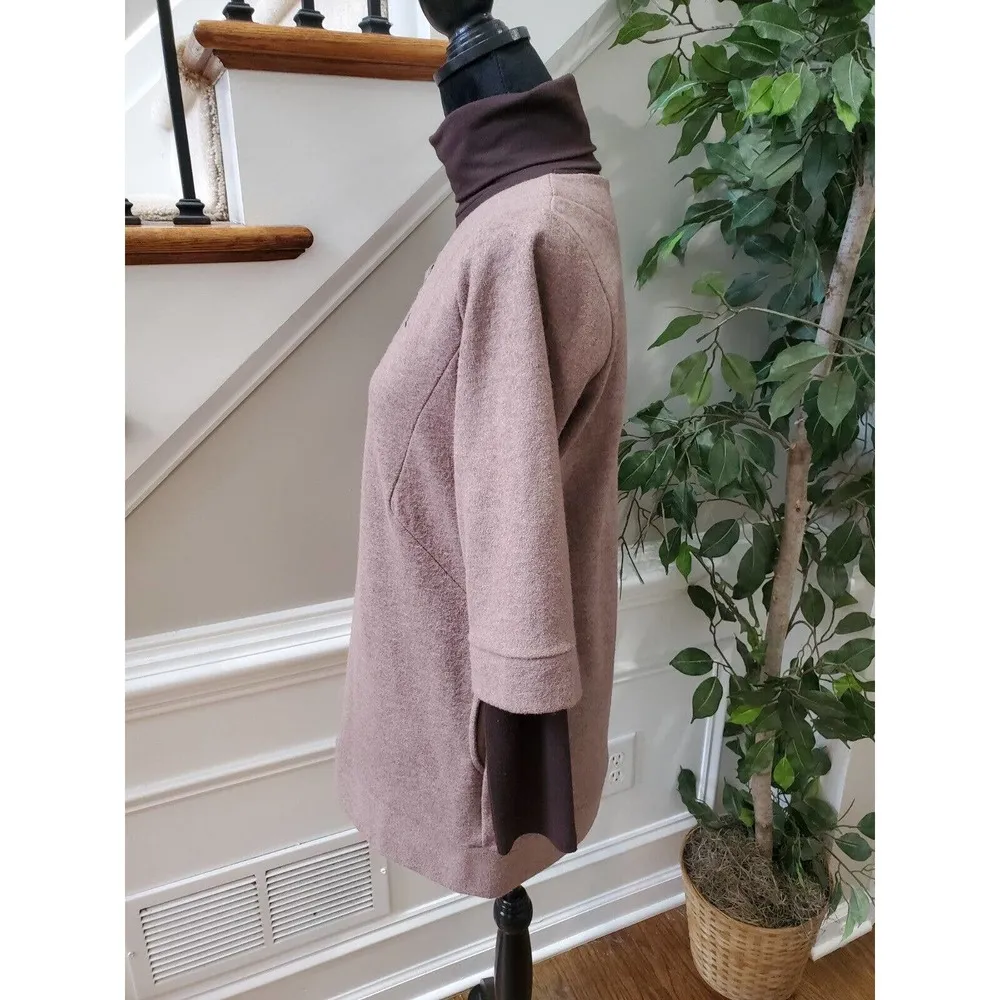 Brown Women's Cowl Neck Long Sleeve Pullover Casual Knit Sweater Size Medium - Image 6