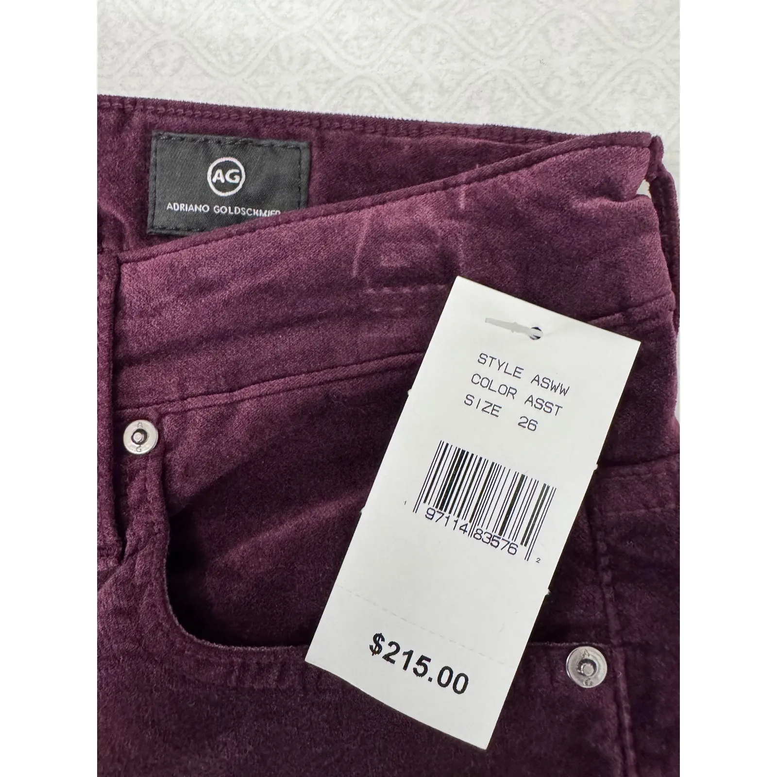 AG Adriano‎ Goldschmied The Farrah Velvet Skinny Jeans Plum Size 26 - Image 6