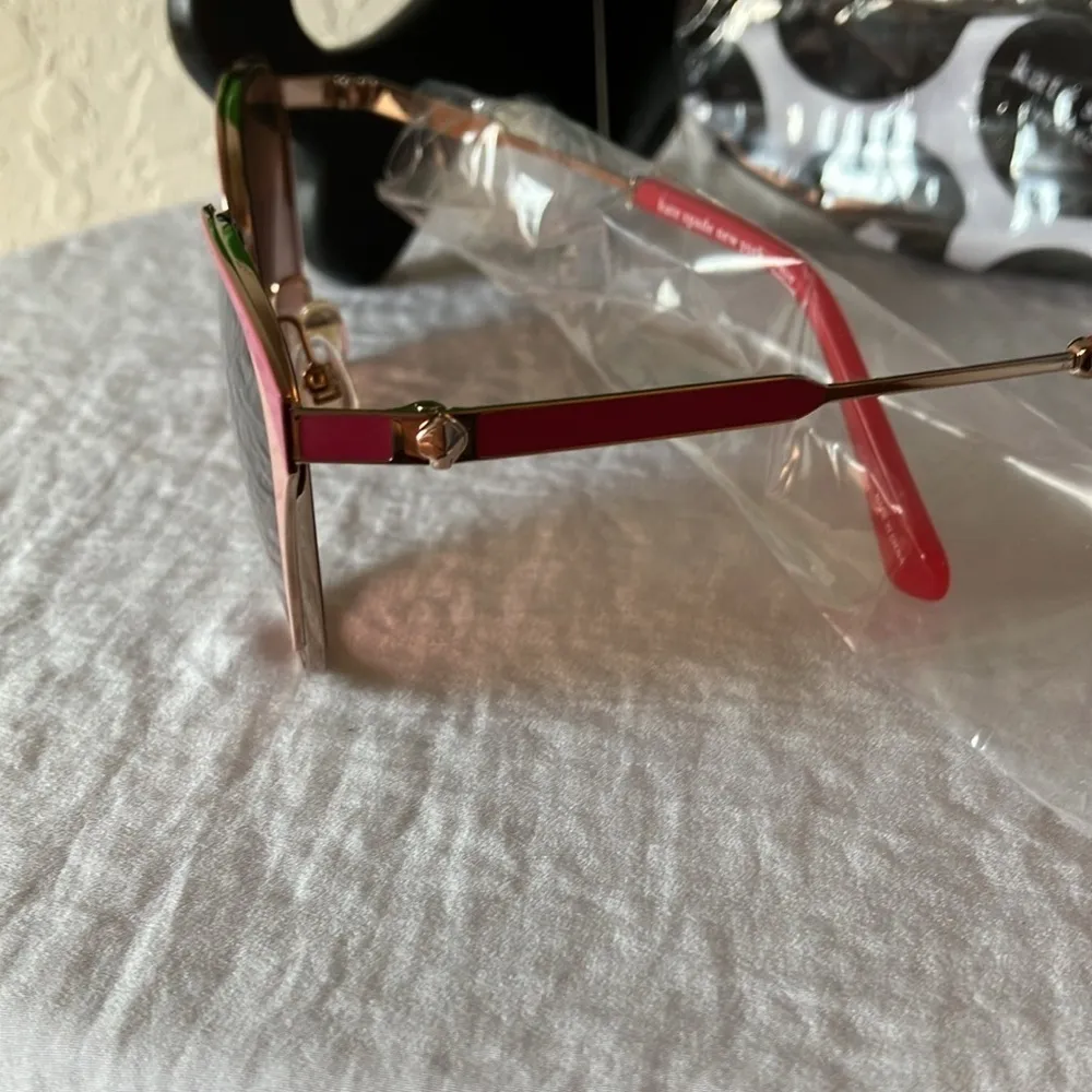 Kate Spade: Pink/Gold Tone Wire IANNA Cat Eye Sunglasses - Image 8
