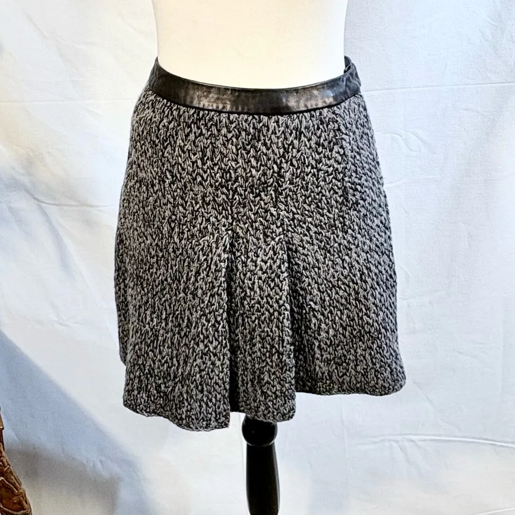 Rag & Bone Kendal Wool Cashmere Blend Pleated Skirt Leather Waist Trim Size 0🧡 - Image 3