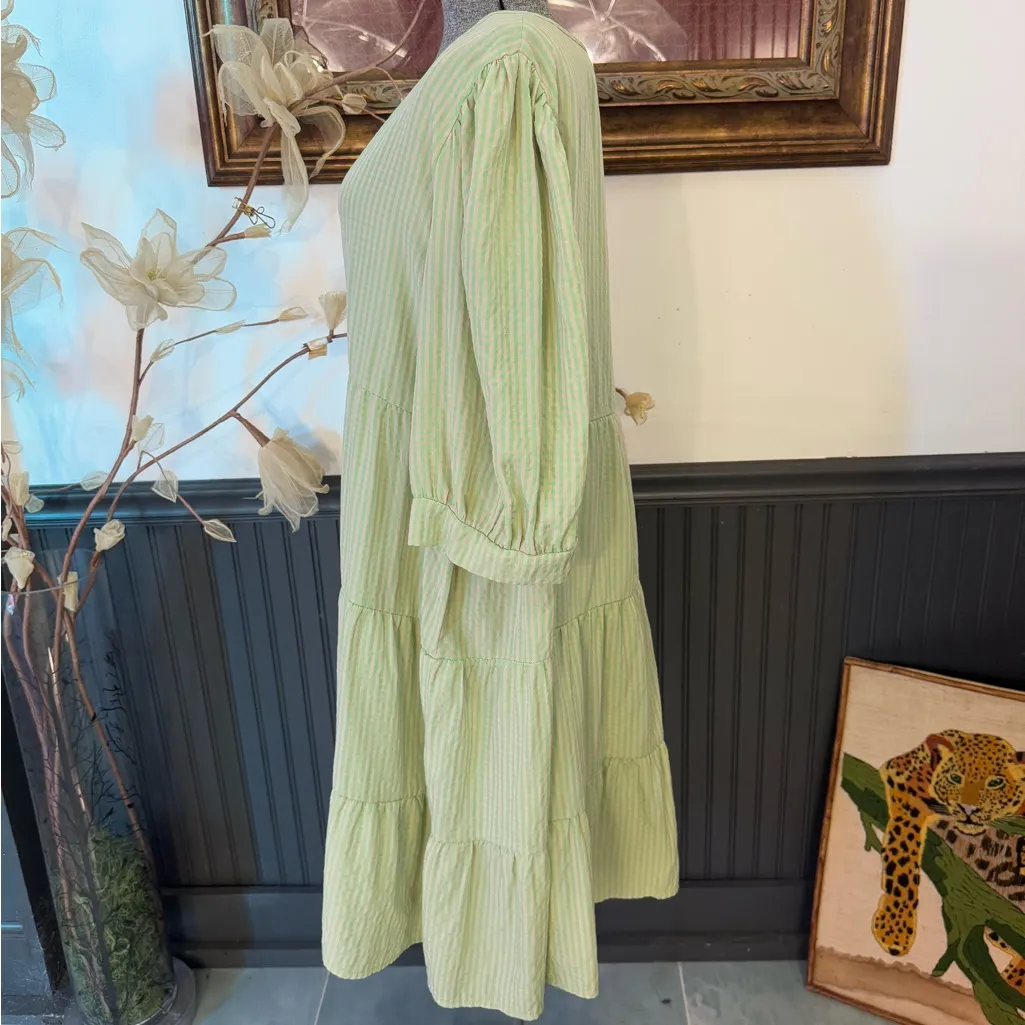 Nasty Gal Green and Pink Gingham Tiered Dress ~ Size 16 💚🍄 - Image 3