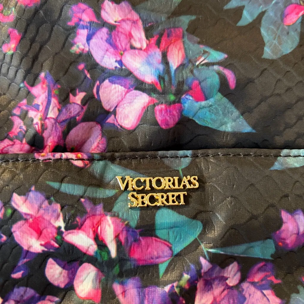 Victorias Secret Black & Purple Floral Nylon Mini Backpack - Image 6