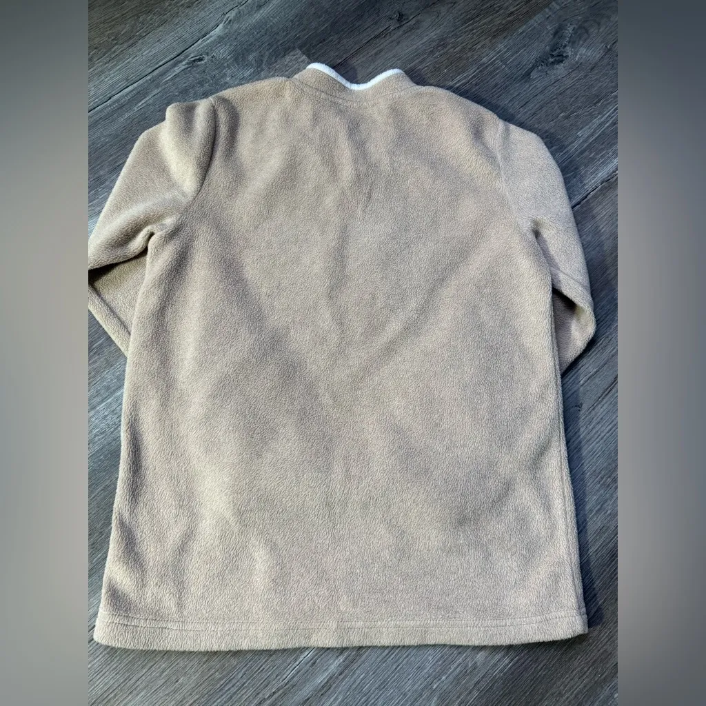 VTG Christmas Sweater Santa Sleigh Reindeer Bunny Fuzzy Sherpa Brown Tan Comfy S - Image 7