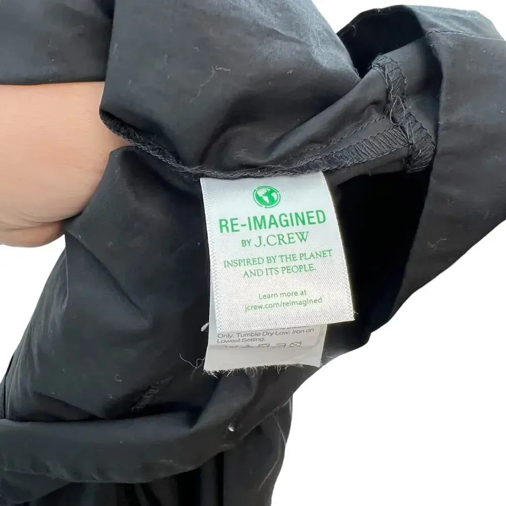 J. Crew Cottage Dress in Black Square Neck‎ Puff Sleeve Button Front Size XL - Image 12