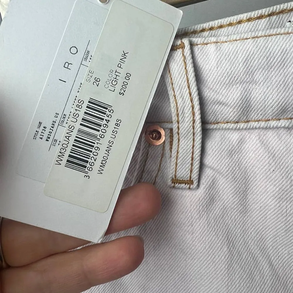 IRO Light Pink Button Fly Denim Shorts NWT Sz. 26 - Image 3