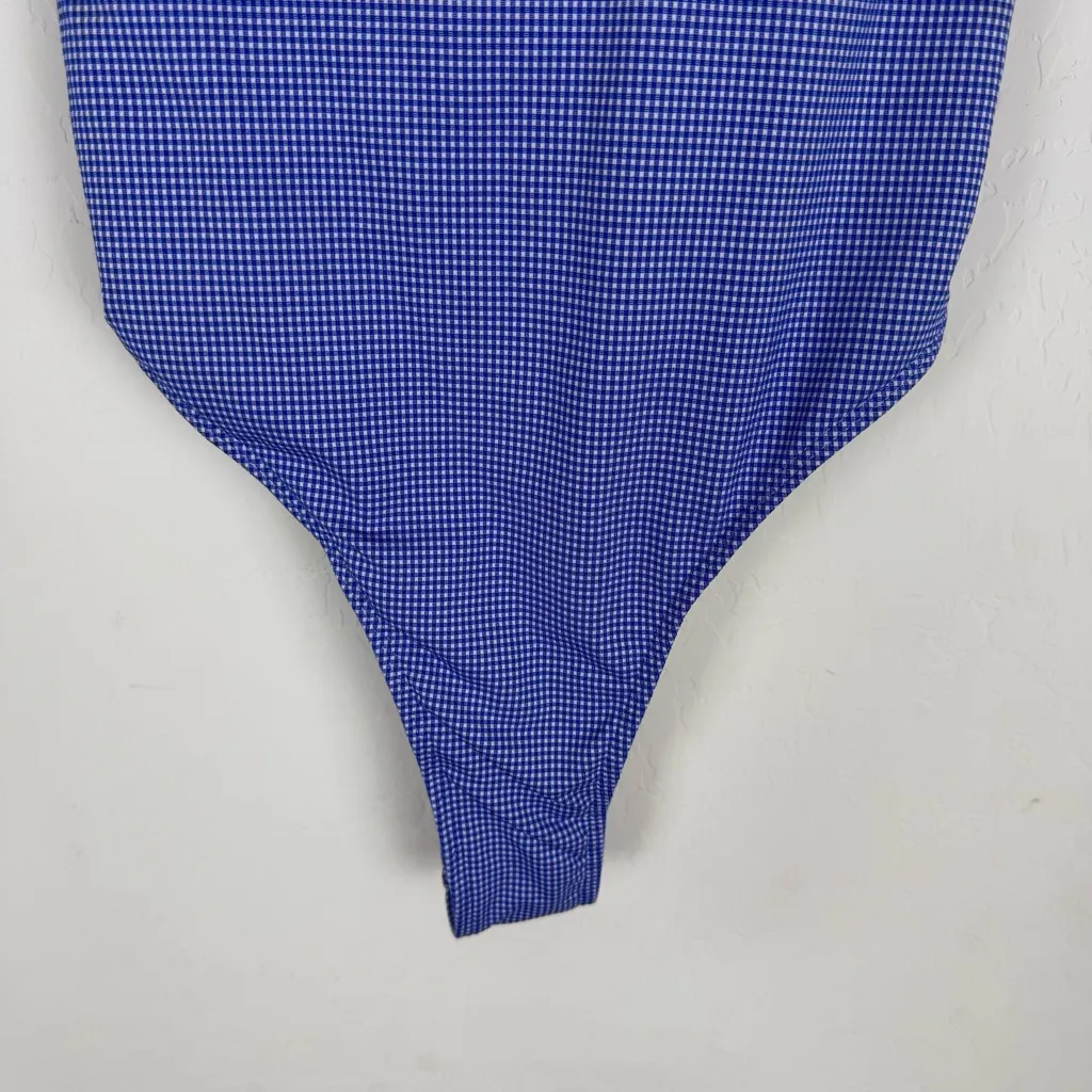 SEAMOLLY VINTAGE GINGHAM SPLICED RUCHED RUFFLES RETRO CHIC ONE-PIECE SWIMSUIT - Image 7