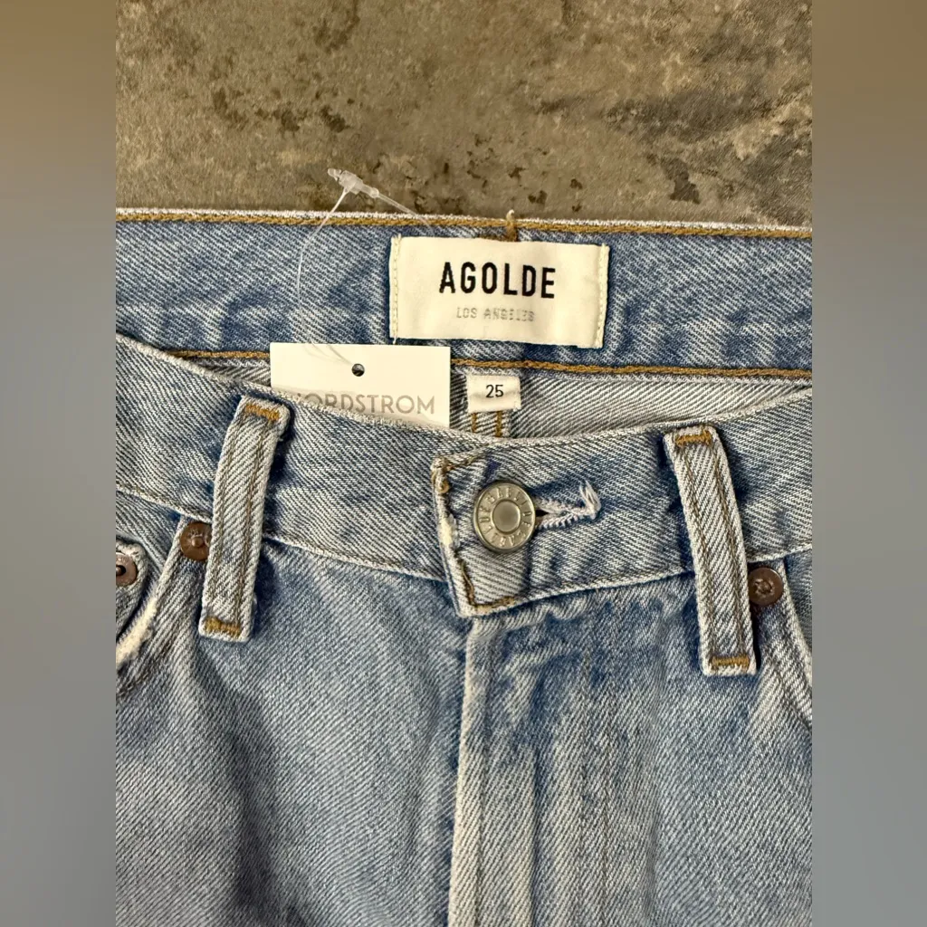 NWT Agolde Denim Mia‎ Jean Mid Rise Straight Light Wash Jeans Sz 25 - Image 8
