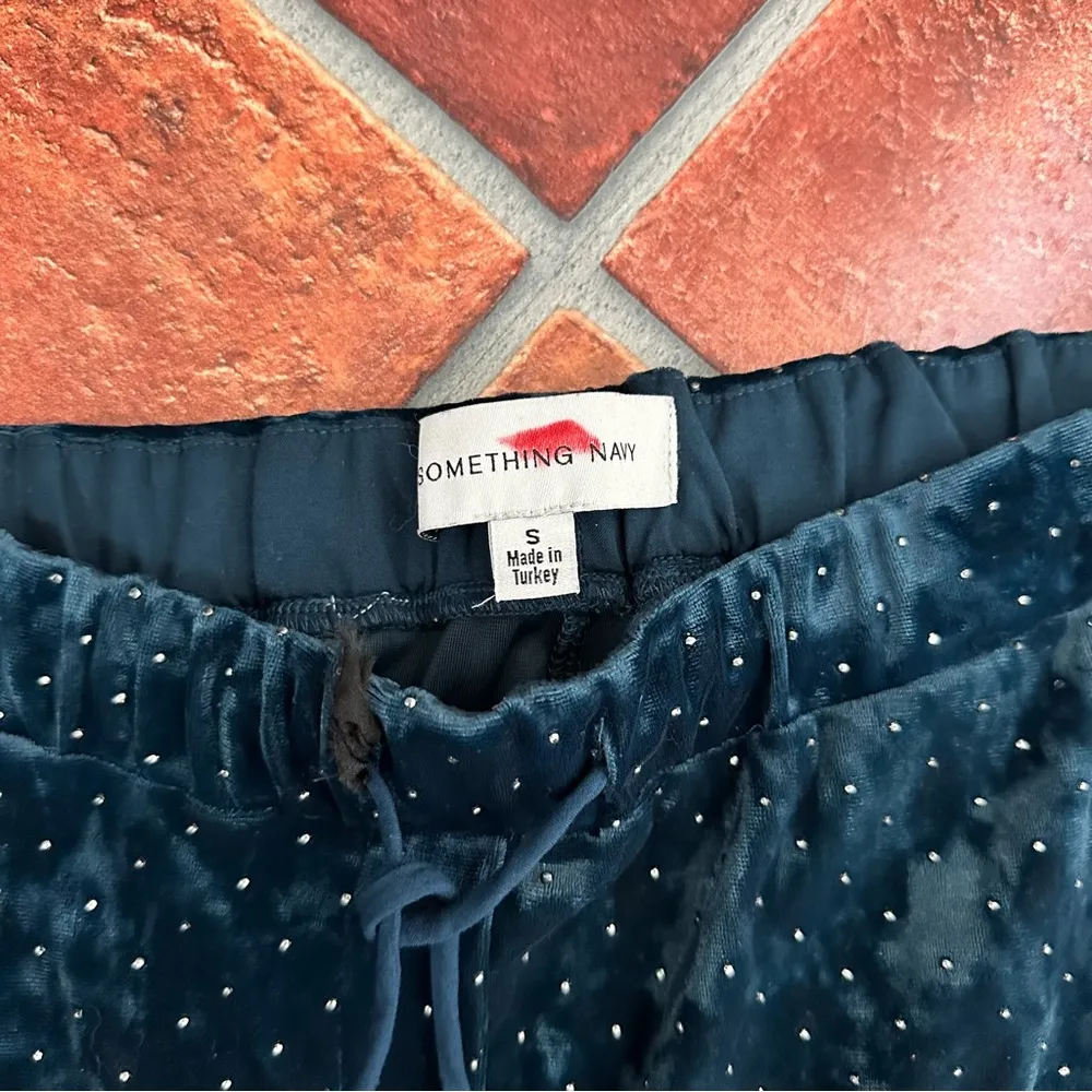 Something Navy Jordy Studded Velvet Relaxed Pants - Image 3