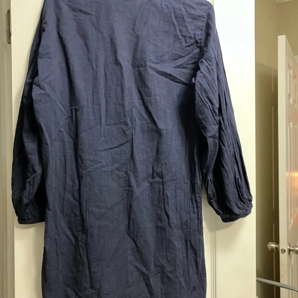 Lauren Ralph Lauren Blue V-Neck Bishop Sleeve Dress - Image 4