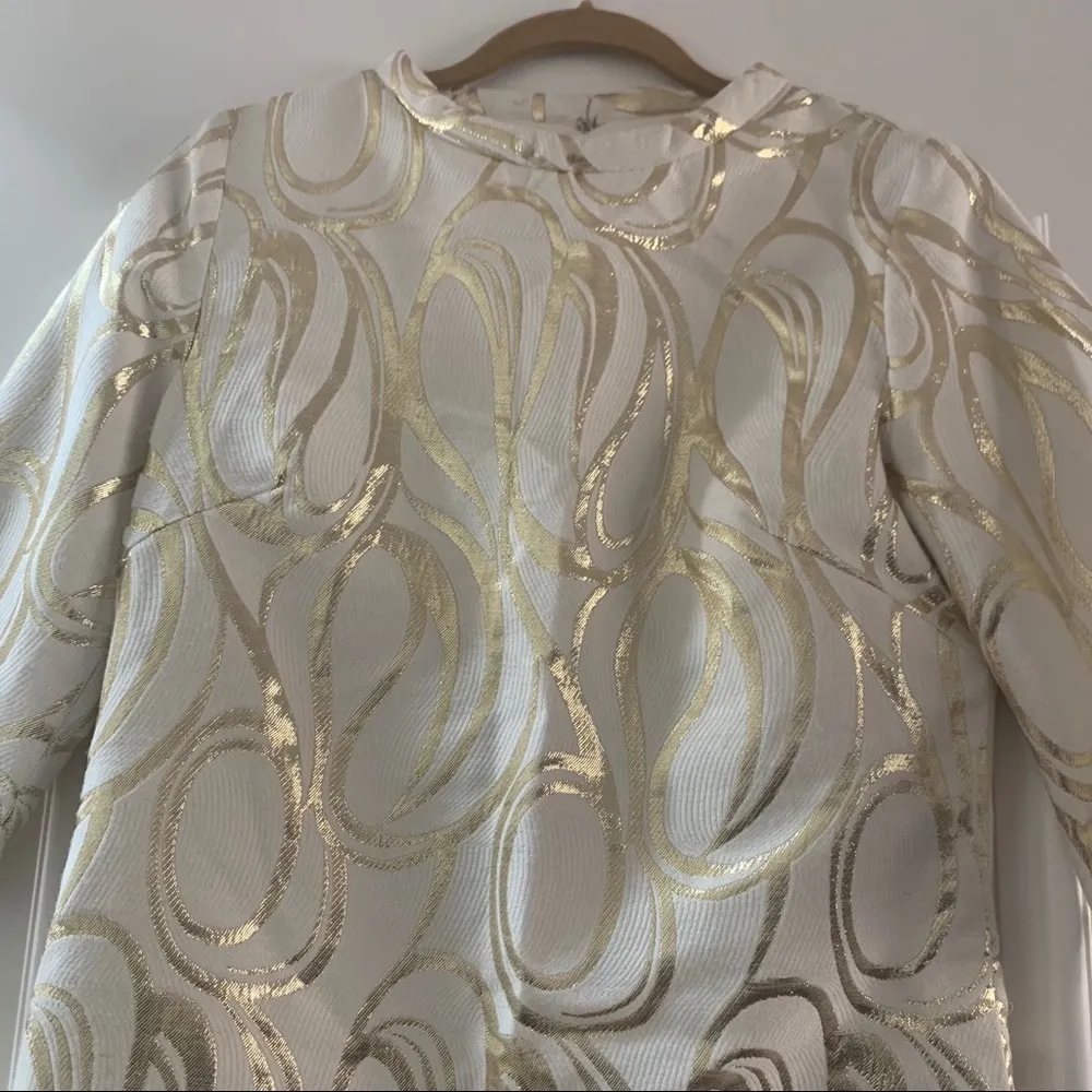 MILLY | White /Gold Mod Shift Formal Dress 6 retro - Image 2