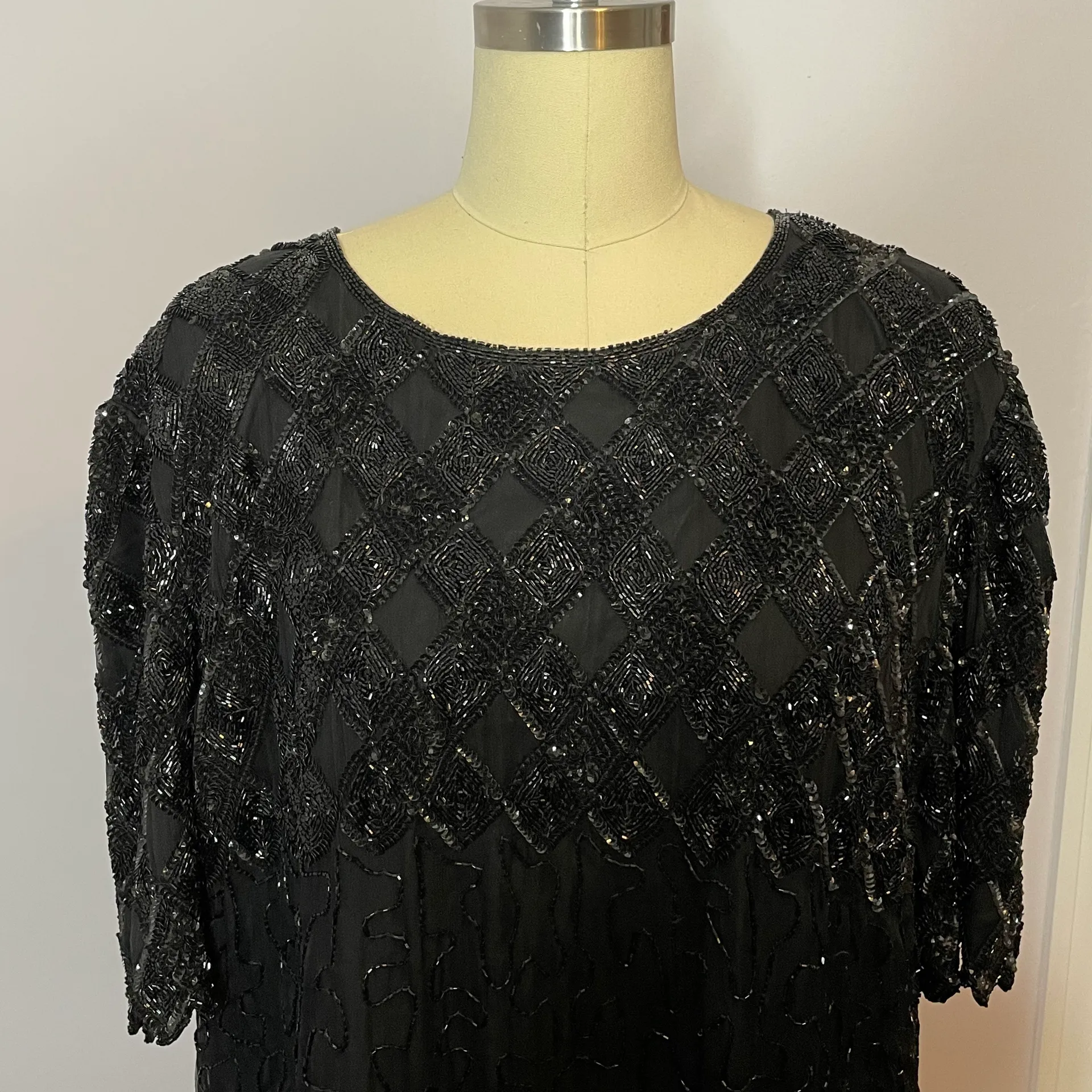 Vintage Laurence Kazar Beaded Cocktail Dress - Image 4