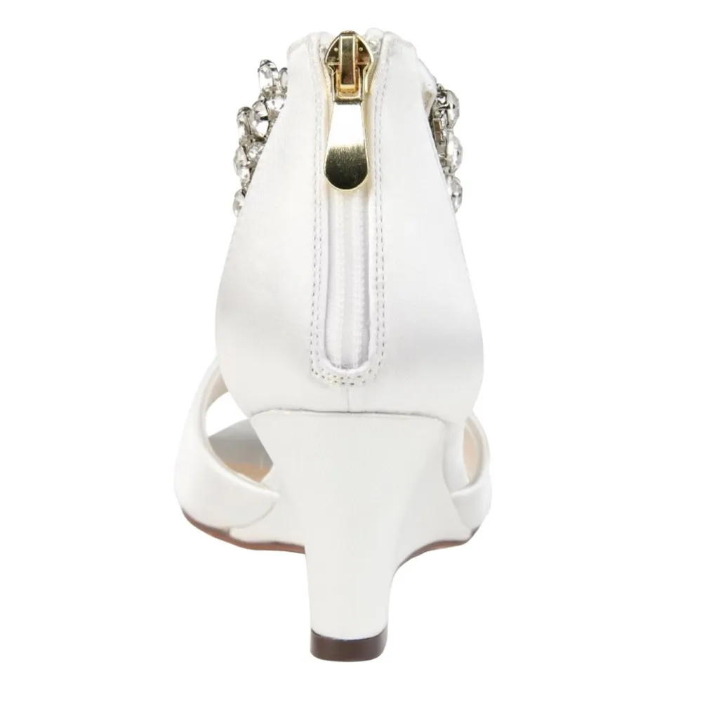 Journee Collection  Connor jeweled strap open toe satin wedges - Image 3