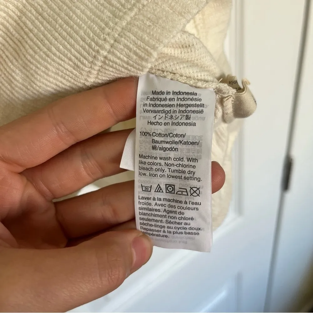 Cream Madewell Button Back Ottoman Jacquard Top Size S - Image 6