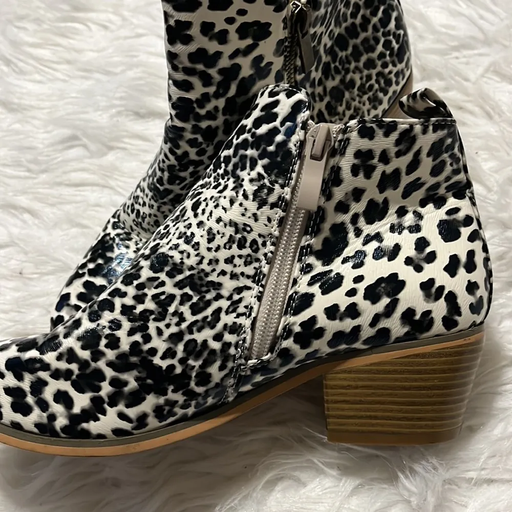 Booties Leopard Print Ankle Boots Womens 6.5 Western - Image 5