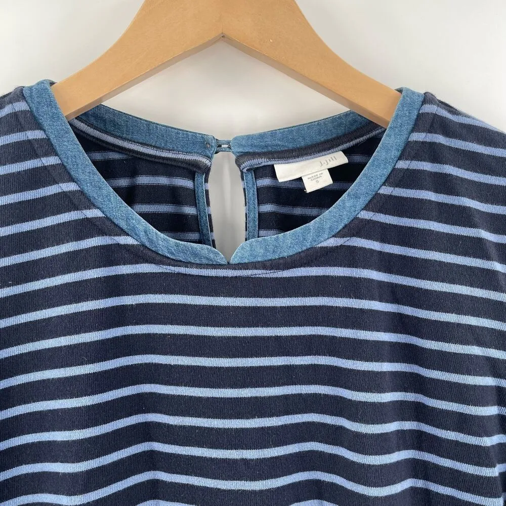 J.JILL Dress Size Small Denim Chambray Blue Jean Shift Shirttail Cotton Tencel - Image 5