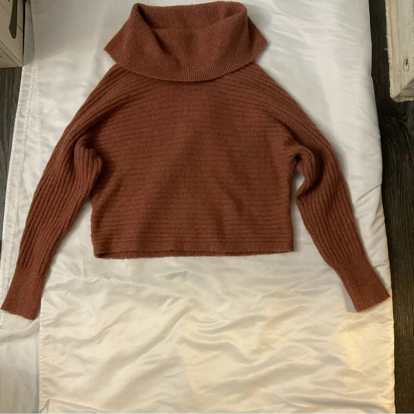 Pink Rose Soft Bronze Cowl Neck Sweater XS Cozycore Comfy Casual Classic NEW - Image 5