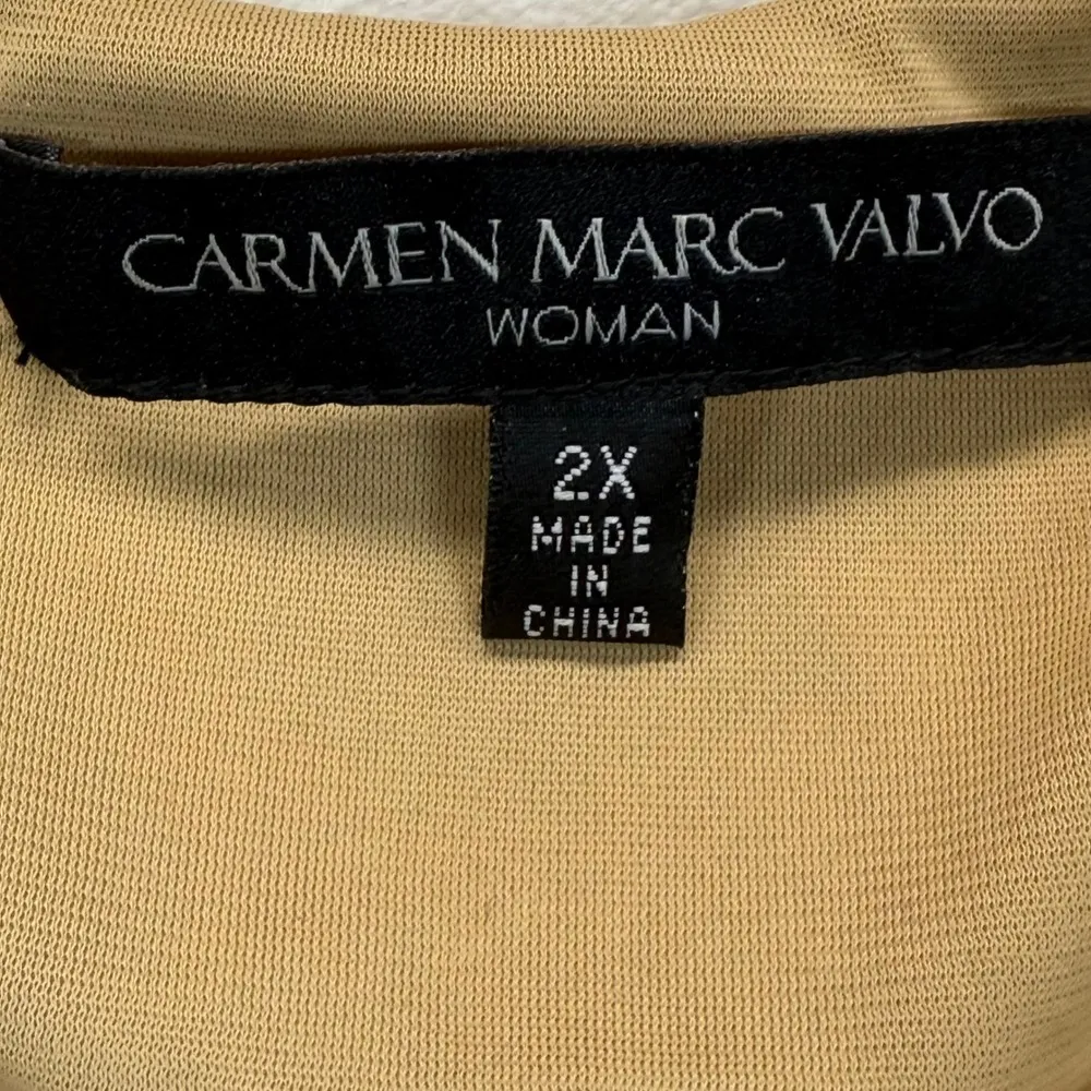 Carmen Marc Valvo metallic crocheted knit Tank Top Sleeveless Lined Party Top 2X - Image 5