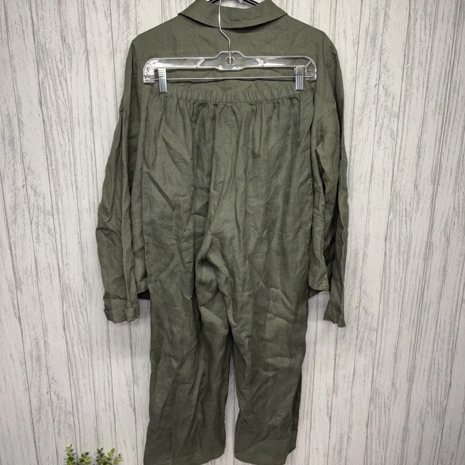 Womens Size S Flax Button Up Jacket And Pants Linen EUC - Image 4