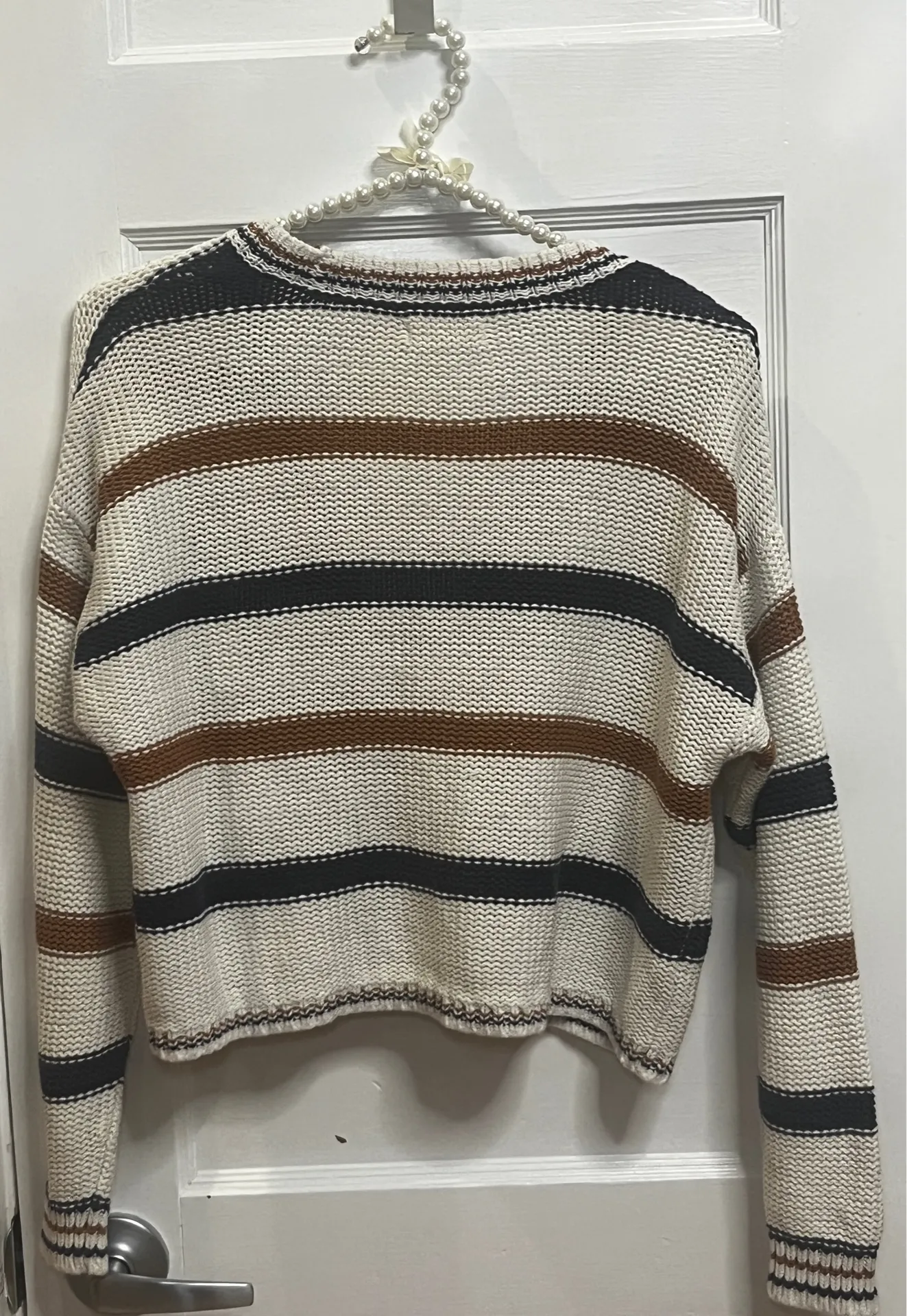 LA HEARTS STRIPED CARDIGAN SIZE XS TAN NAVY BLUE CREAM - Image 10