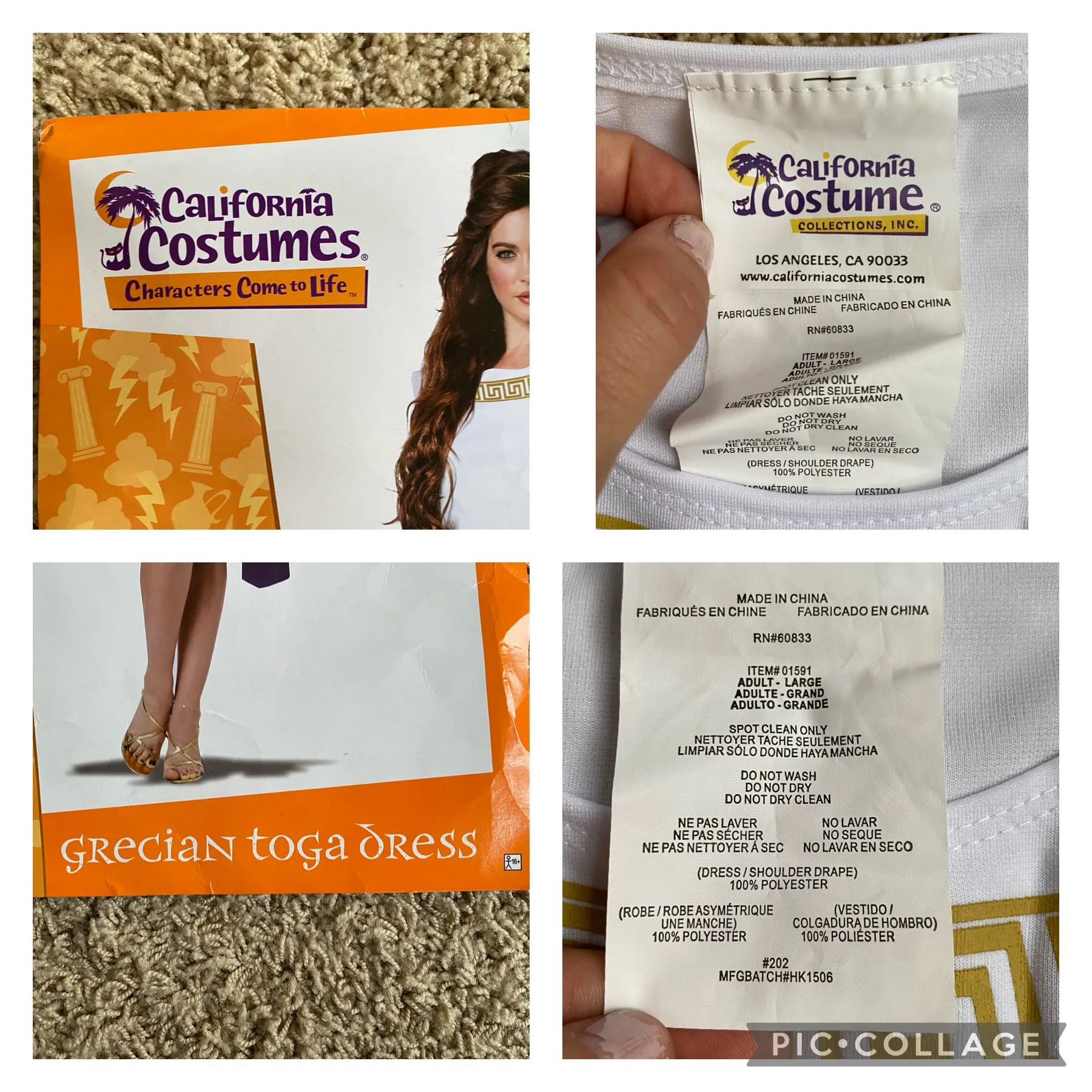 California Costumes Grecian  Costume Sz XL - Image 10