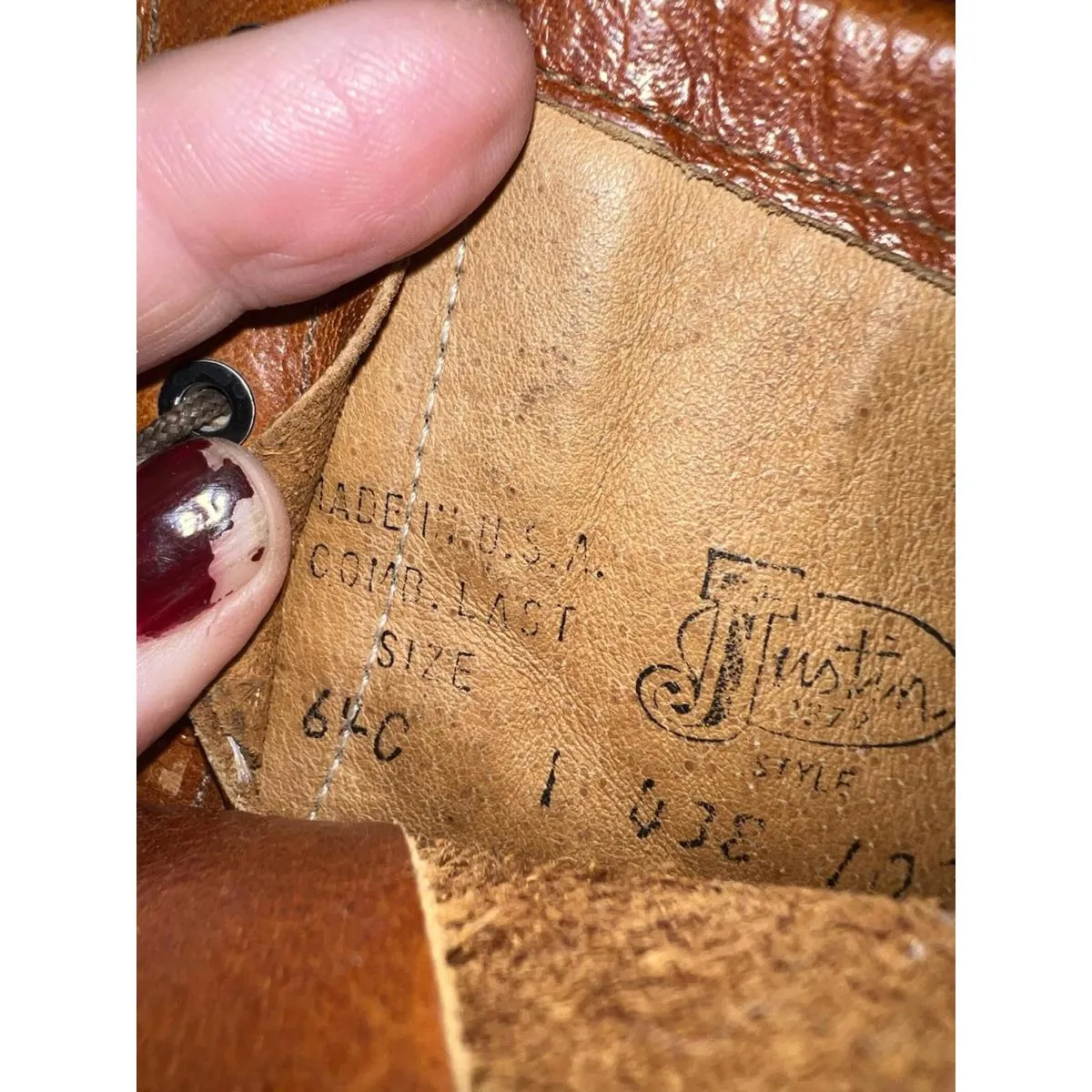 Vintage Justin Packer Lace Up Roper Boots Tan Leather Made USA Women’s Size 6.5C - Image 14