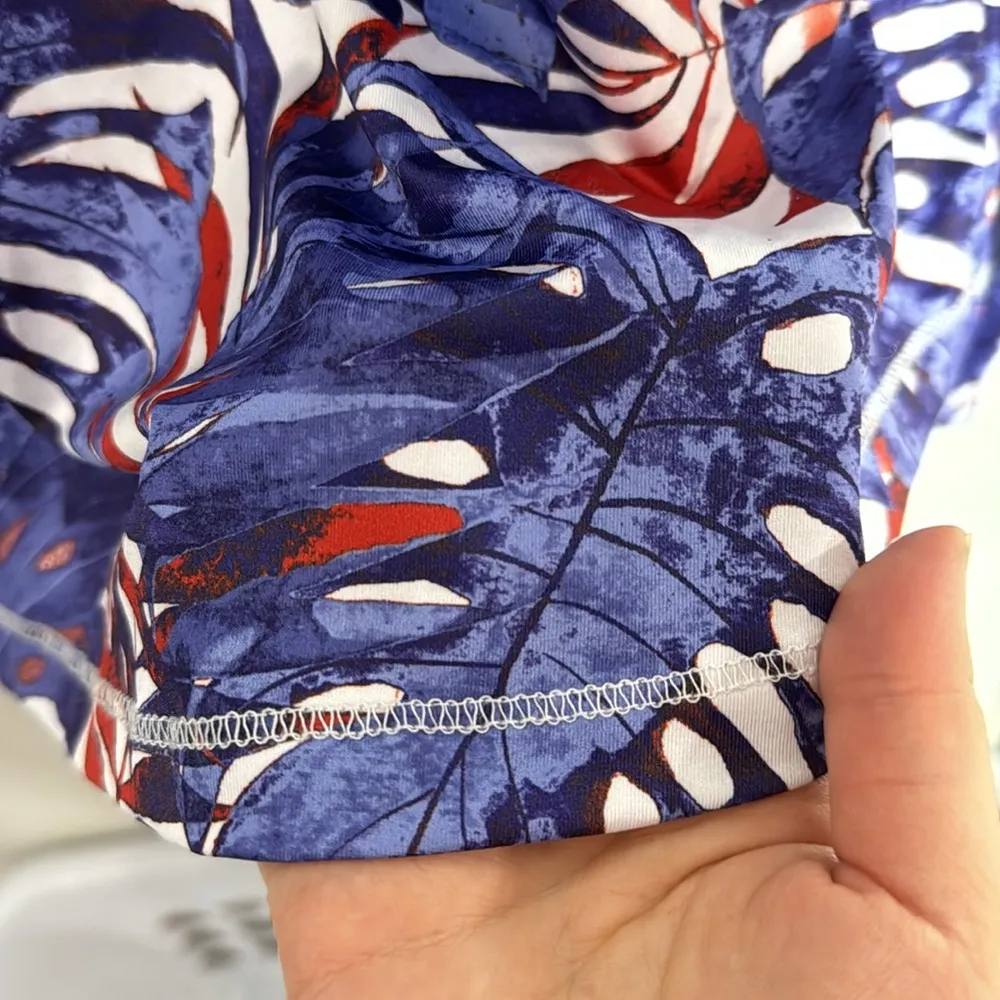 Silver Bait Fishing Gear performance tee Blue red white floral pattern Size L Size L - Image 7