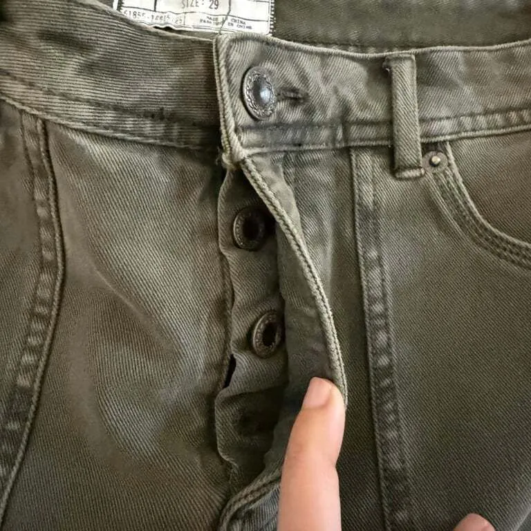 Free People‎ Women's Green High Rise Utility Ankle Cargo Jeans Pants Size 29 - Image 4